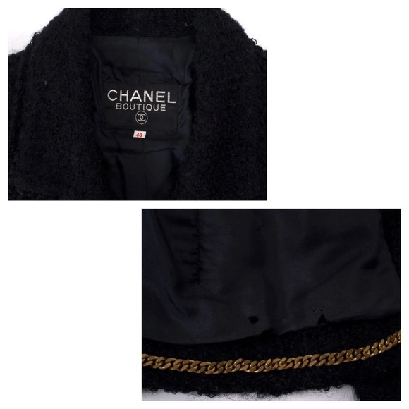 Chanel Vintage Black Tweed Blazer Size 40 - Picture 3 of 9